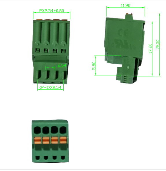 plug in terminal block KF2EDGKD-2.54 collegare la morsettiera KF2EDGKD-2.54