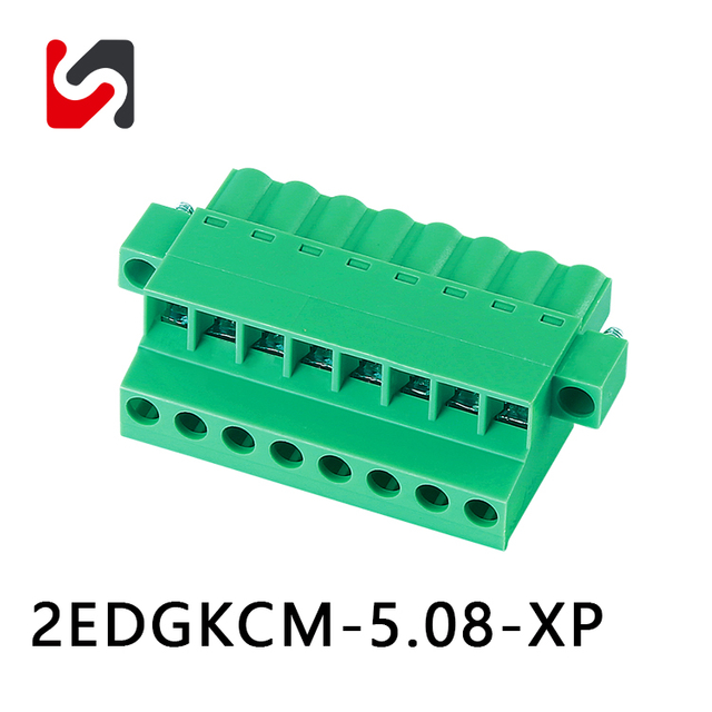 SHANYE BRAND 2EDGKCM-5.08 300V Hot sale pcb terminal blocks 45 degree wire connect with flang supplyer 