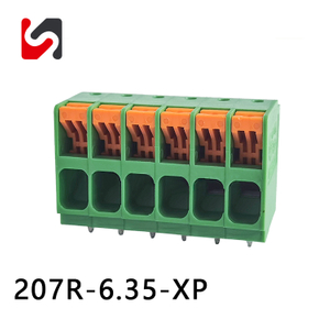 SHANYE BRAND 207R-6.35 6.35mm pitch hot sale phoenix spring type terminal strip pcb connector block better price