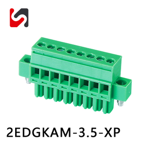 2EDGKAM-3.5 Blocos terminais conect&aacute;veis ​​de 300V com fabricante de flange venda quente para conex&atilde;o de fio cor verde